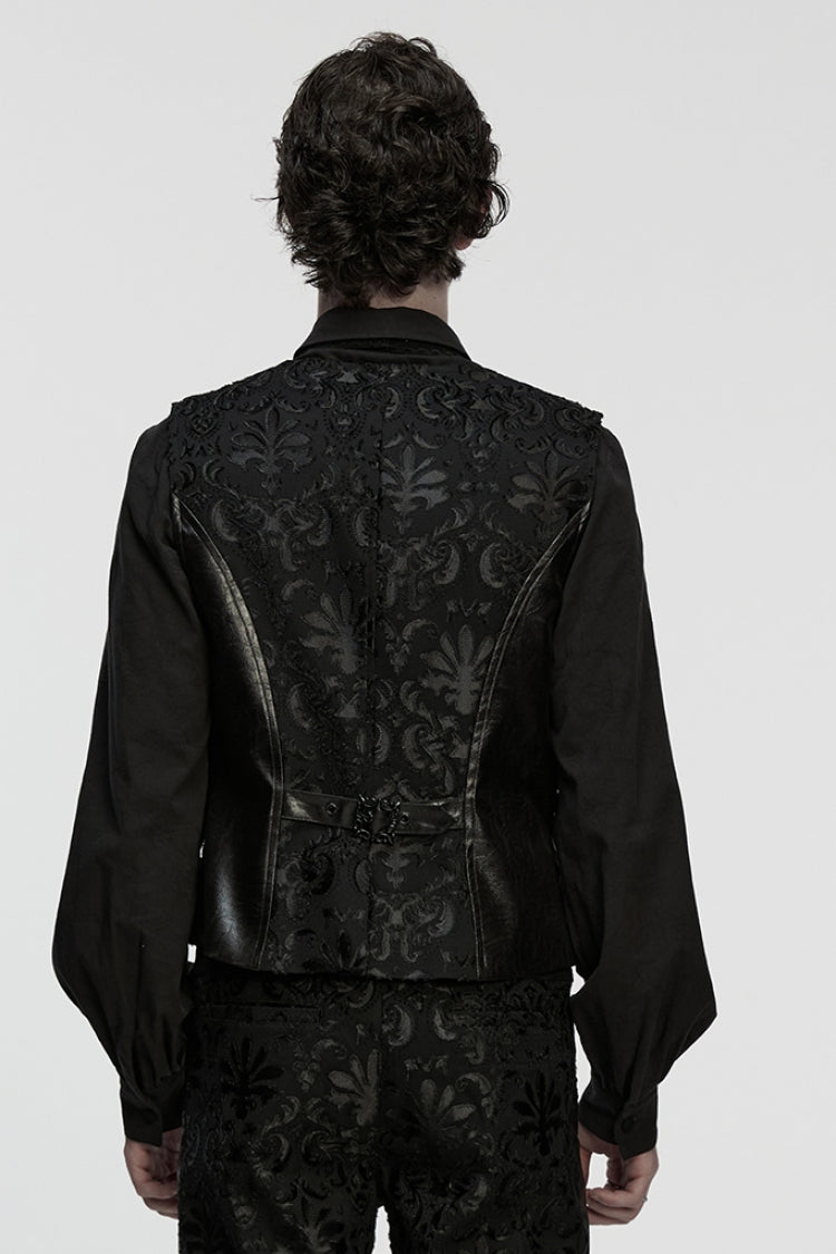 Black Long Sleeves V Collar Embroidery Gothic Vest