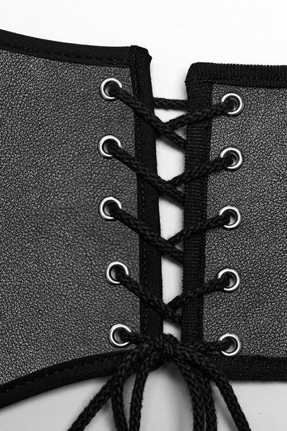 Black Lace-up Double-buckle Punk Girdle