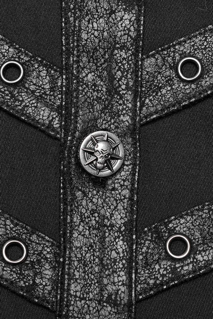 Black Hollow Hole Stitching Steampunk Blouse