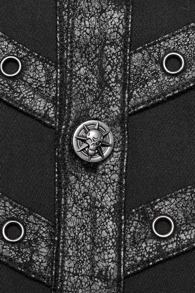 Black Hollow Hole Stitching Steampunk Blouse