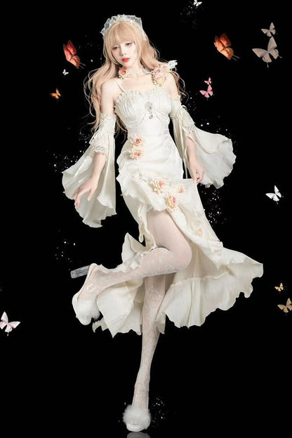 [pre-order] Amour Rose Bianca White and Blue Mermaid Dress Set