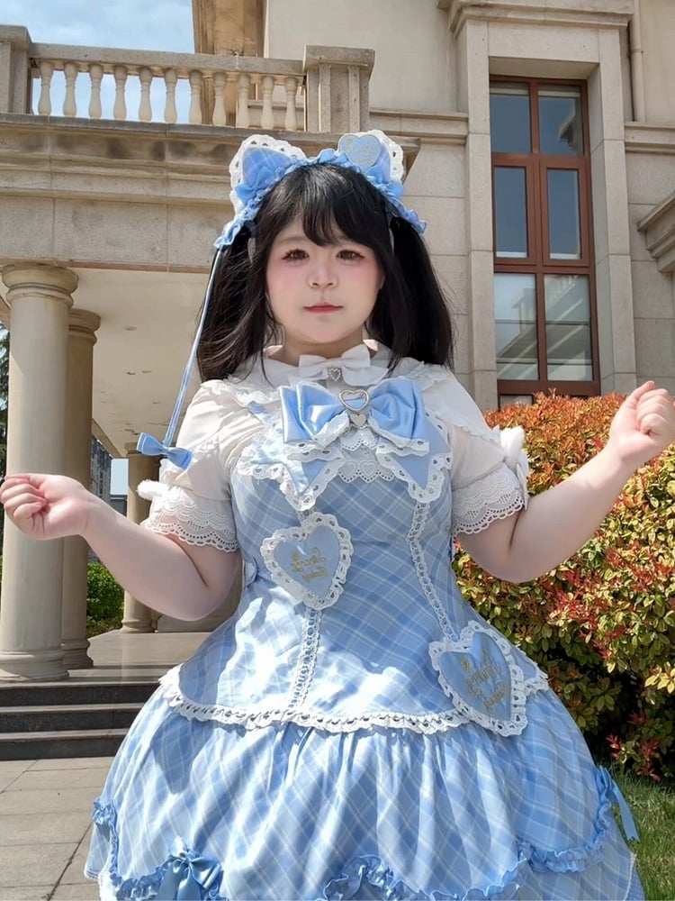 [pre-order Deadline: May 10] Blue/yellow/pink Sweetheart Lolita + Lace Ribbon Jks Dress + Bunny Ear Puff Sleeve Blouse + Bunny Ear Full Set + Cat Ear Full Set