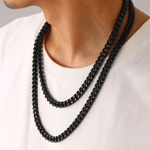 9mm Miami Cuban Link Chain Necklace Set for