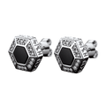 Viking Rune Hexagon Black Onyx Stud Earrings for