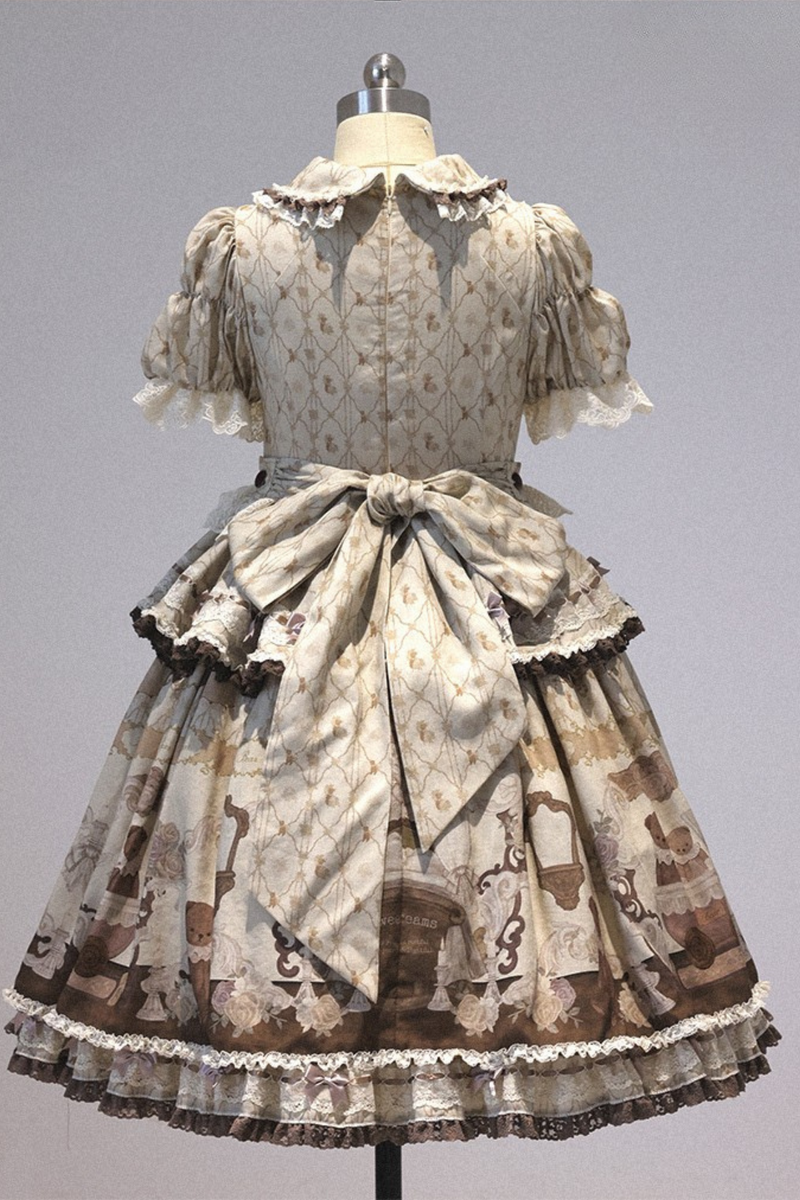 Briana Bear Print Dream Doll Lolita Dress + Jsk + Skirt + Shirt + Petticoat