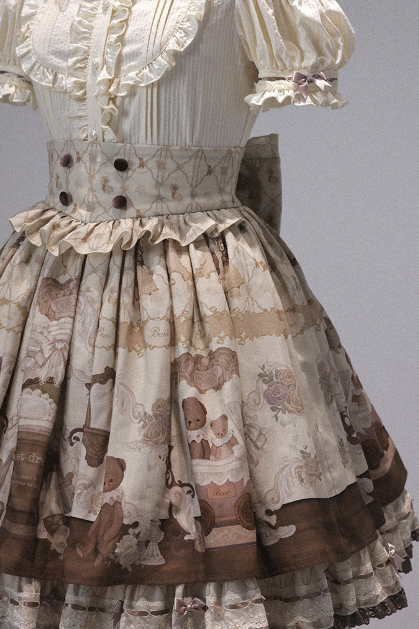Briana Bear Print Dream Doll Lolita Dress + Jsk + Skirt + Shirt + Petticoat