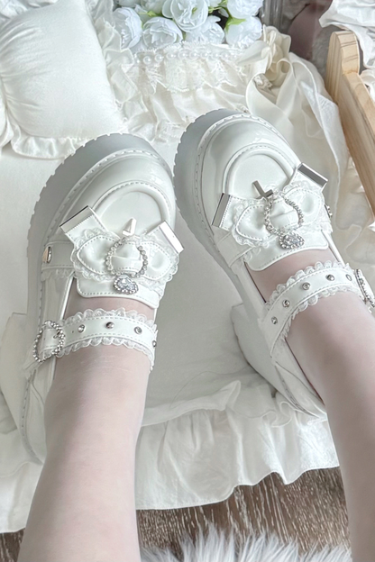 Jewel Cross Ribbon Shoes