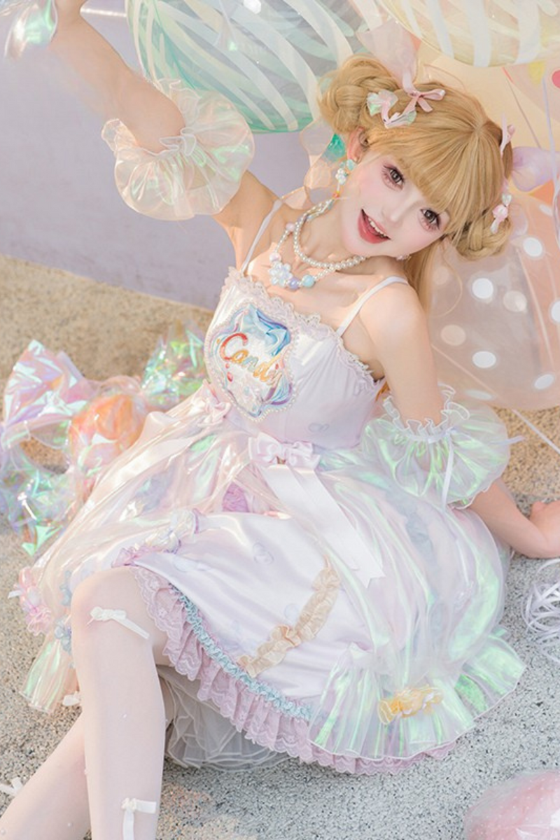 Candy Pop Balloon Lolita Jumperskirt + Pearl Necklace