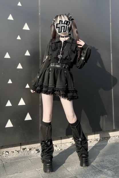 Dark Subculture Sporty Jacket + Skirt