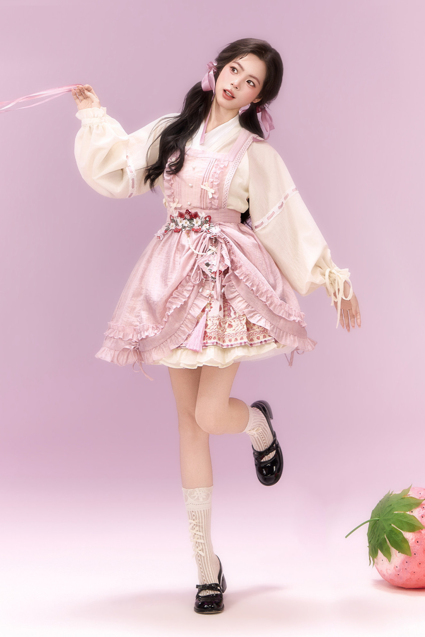 Sweet Chinese-style Overskirt + Top + Skirt + Accessories