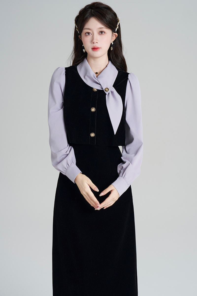 French Contrast Retro Dress