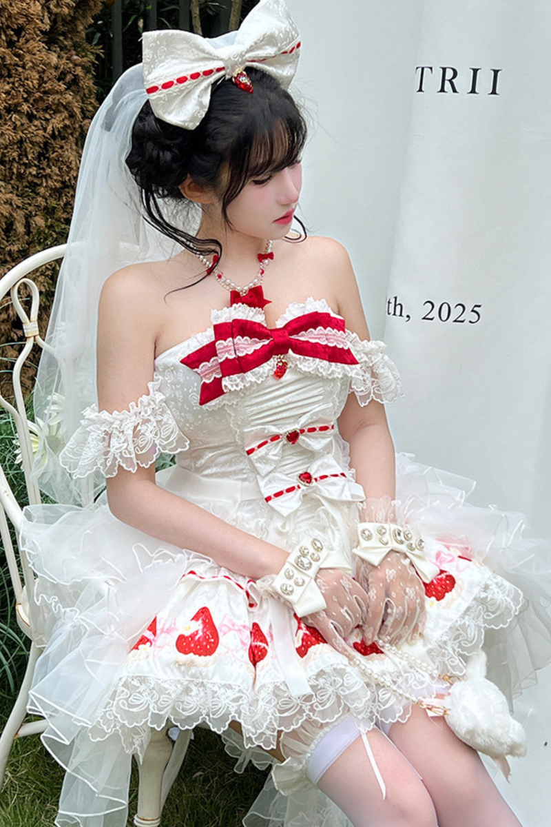 Ribbon Love Strawberry Princess Dress + Skirt