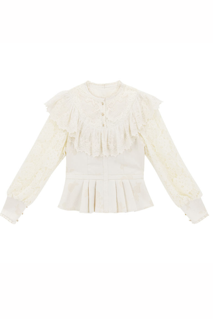 Lace Patchwork Top + Long Skirt + Belt