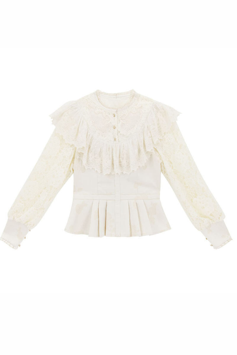 Lace Patchwork Top + Long Skirt + Belt