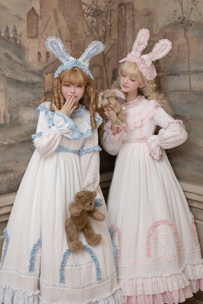 Rabbit Twin Blue Lolita Dress + Rabbit Headband