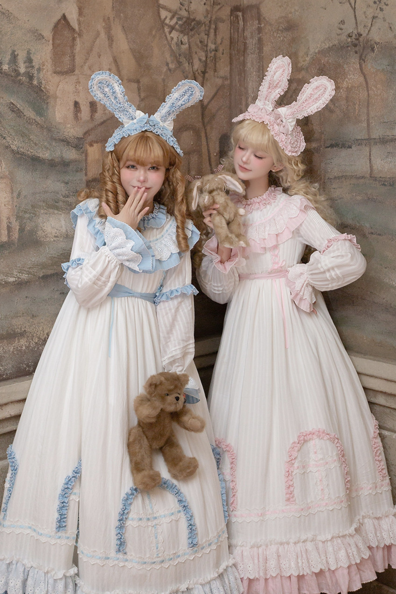 Rabbit Twin Blue Lolita Dress + Rabbit Headband