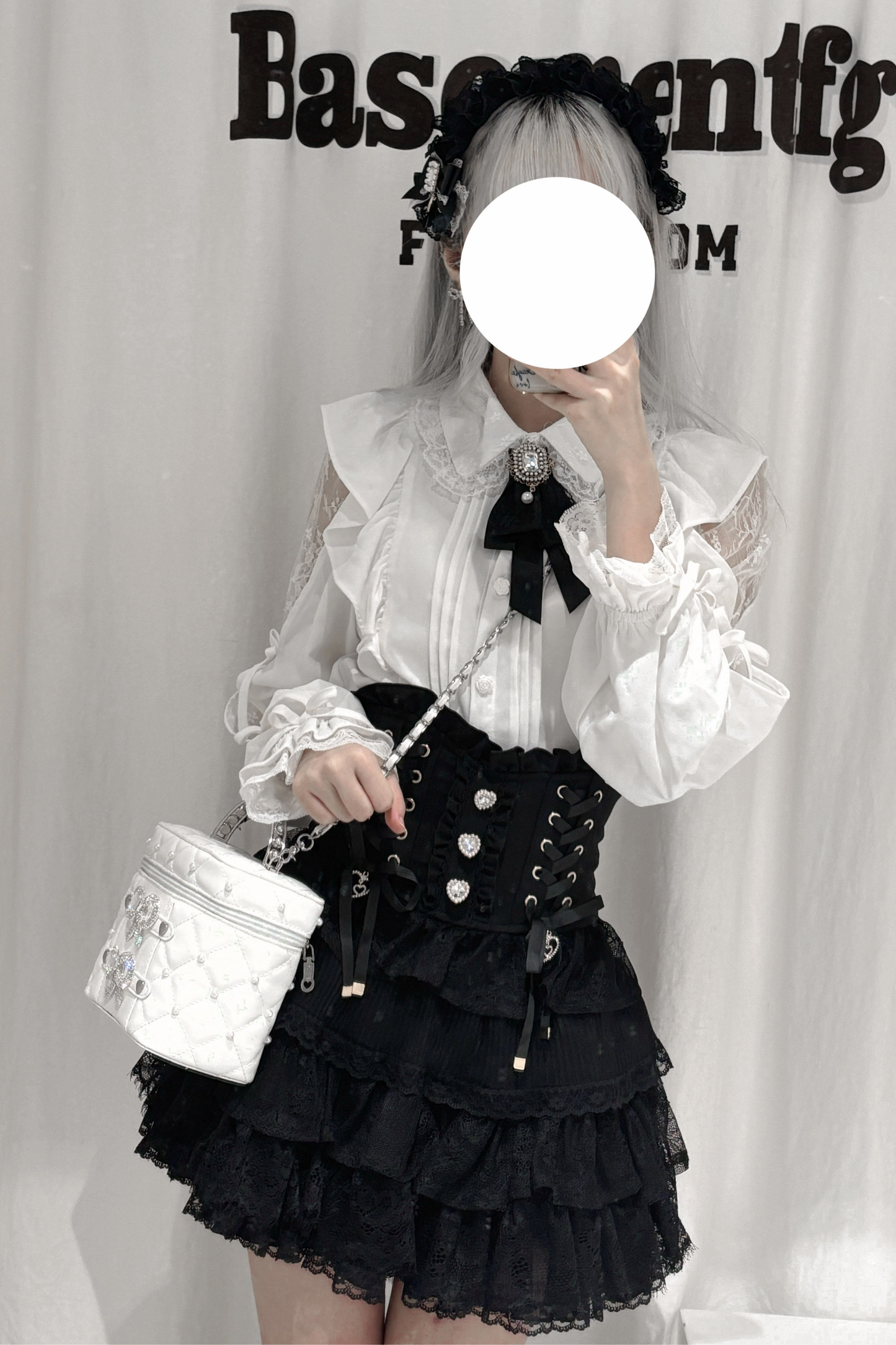 Pearl Rhinestone Lace Box Bag