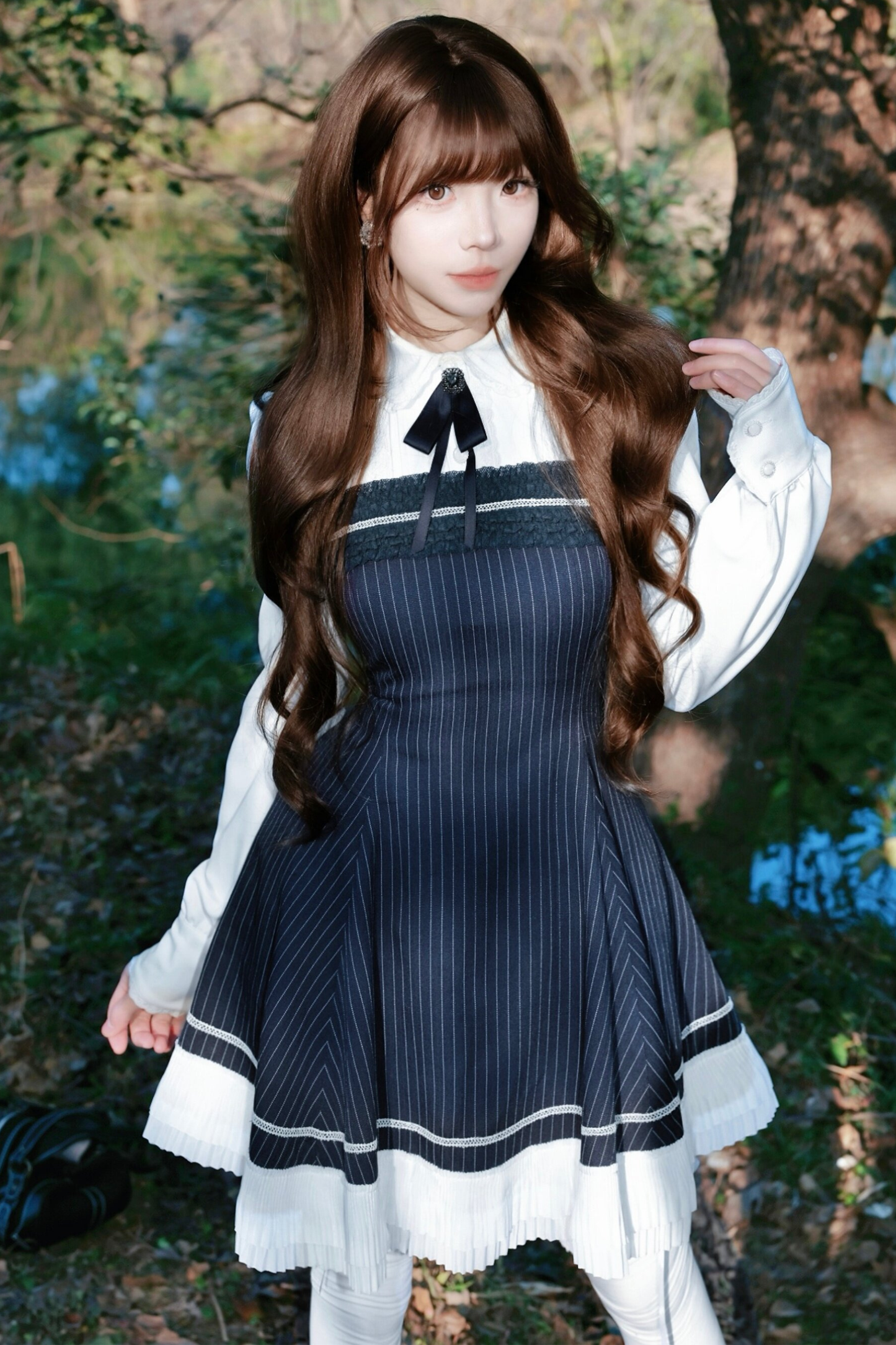 Retro Girly Striped a Line Dress