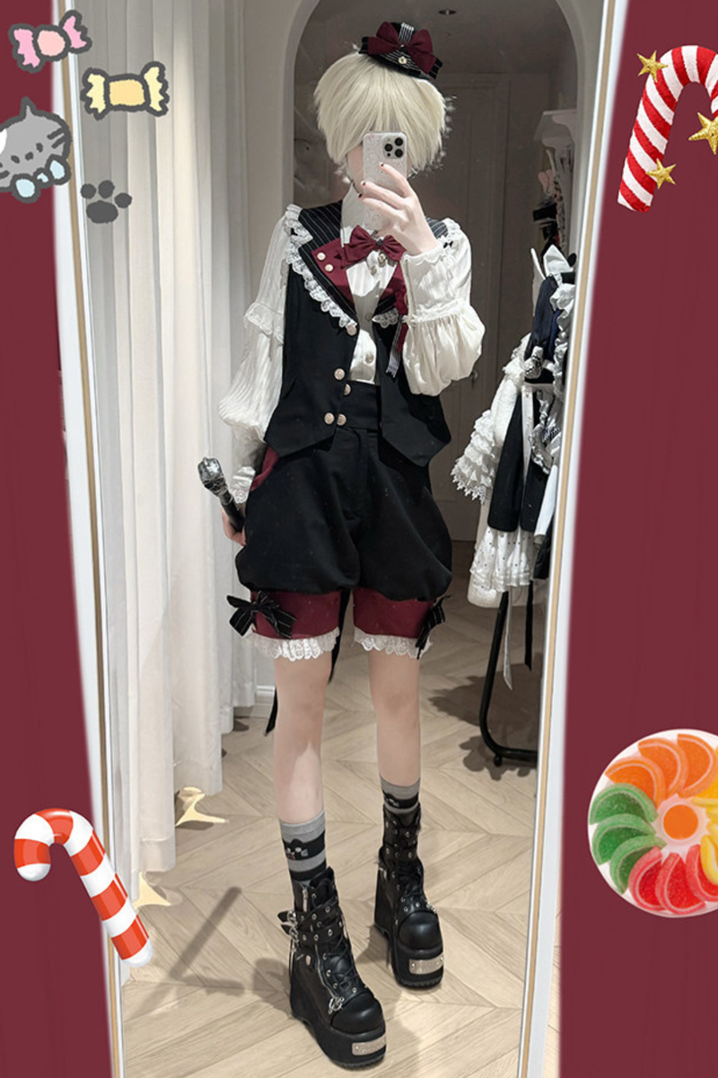 [pre-order Deadline: April 25] Castle Prince Candy Lolita Vest + Shirt + Pants + Ribbon + Hat
