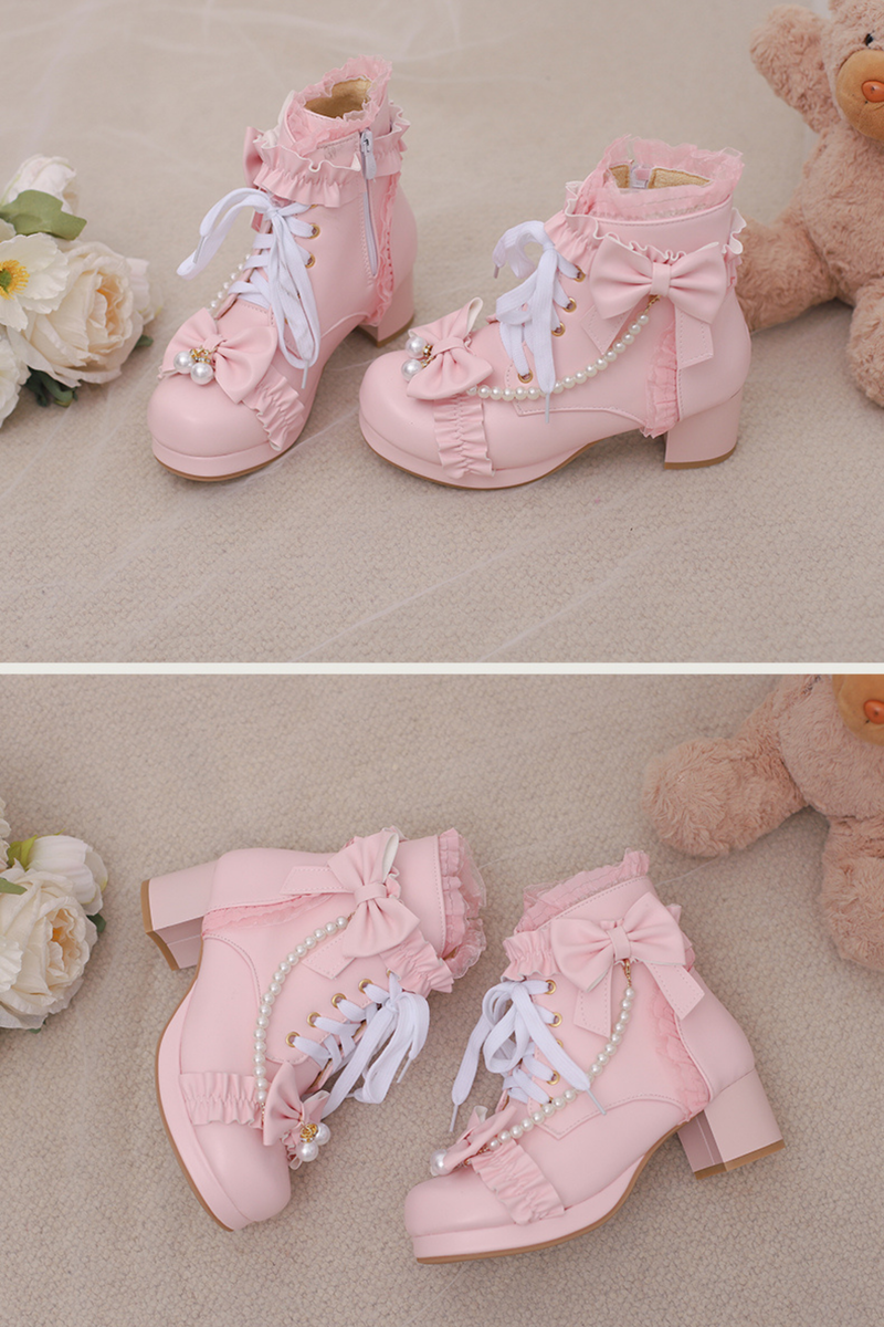 Pearl Ribbon Sweet Lolita Boot