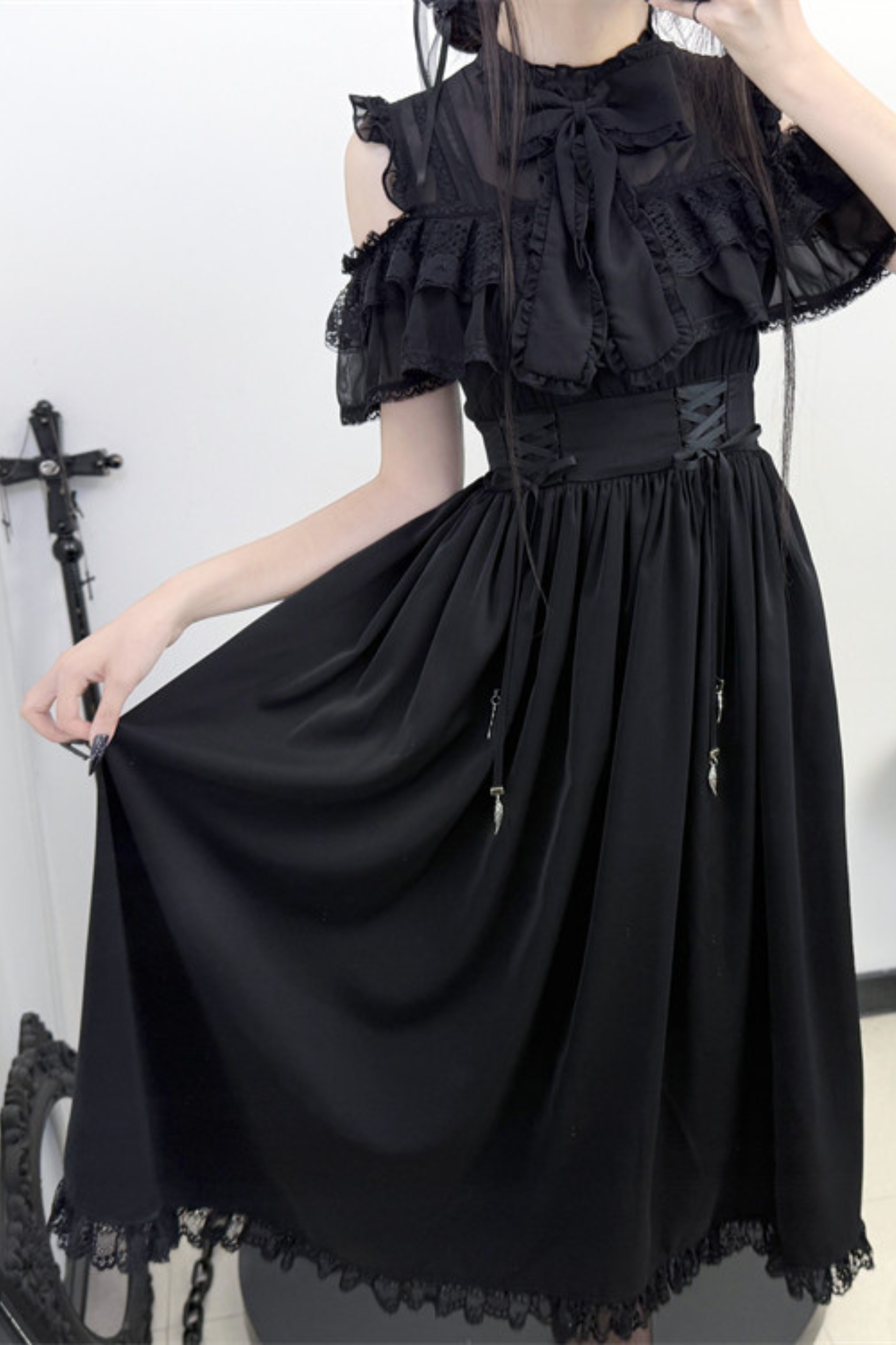 Dark Style Off Shoulder Lace Dress