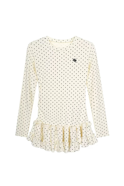 Polka Dot Slim Frill Top