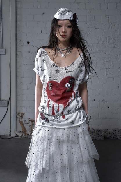 Y2k Tight Print Top