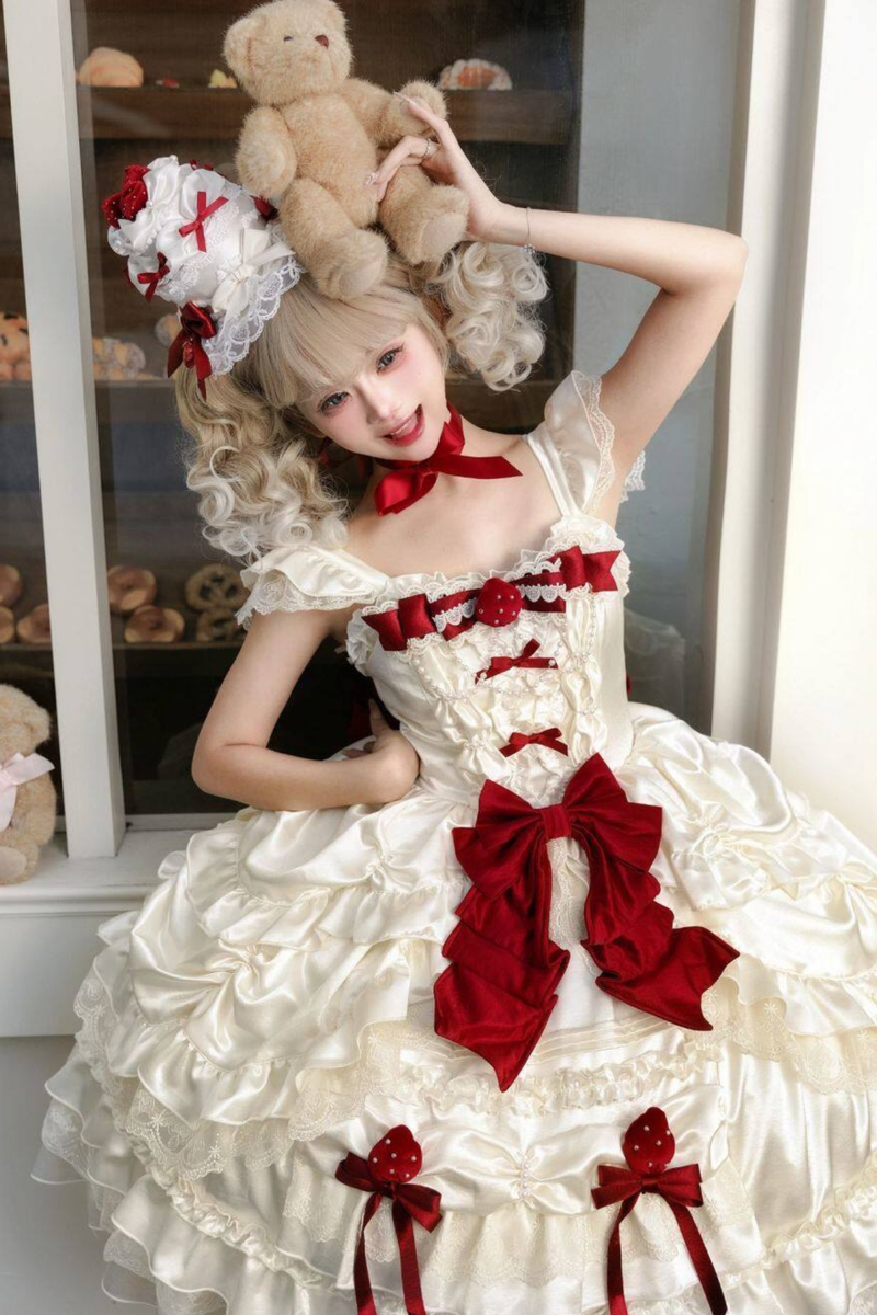 Sweet Pure Lolita Dress + Tail + Ribbon