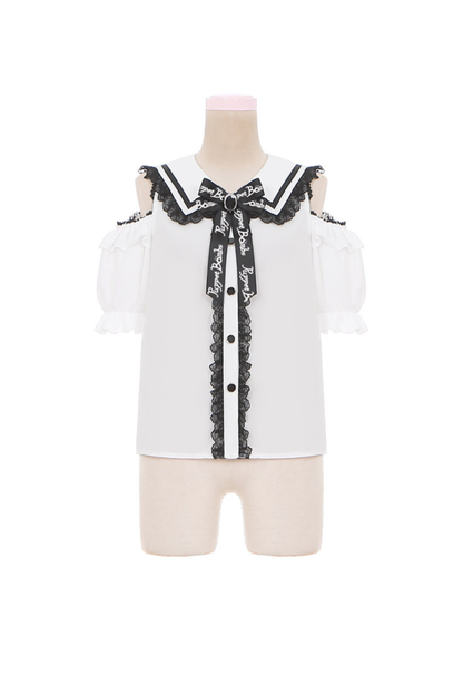 Lace Off Shoulder Top + Suspender Skirt