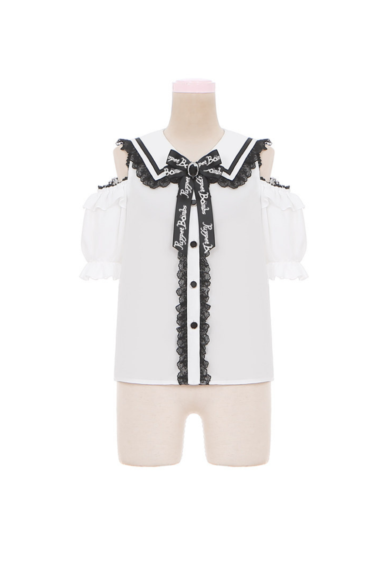 Lace Off Shoulder Top + Suspender Skirt