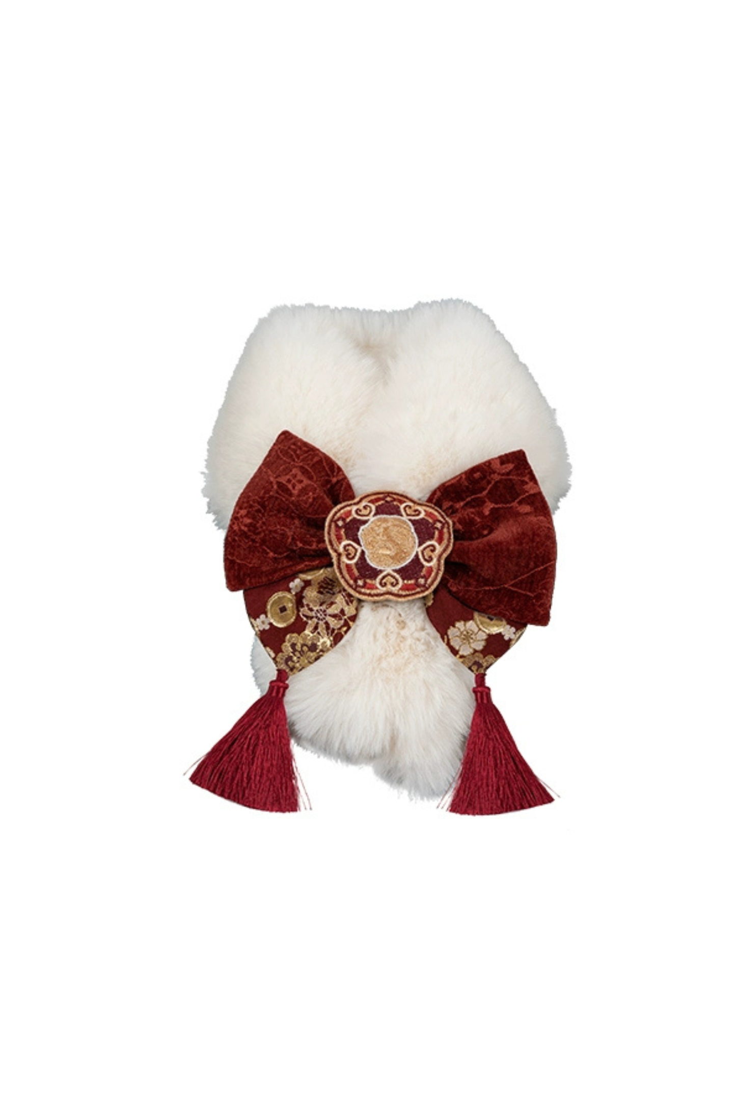 Retro Fish Tail Chinese-style Dress + Vest + Fur Scarf