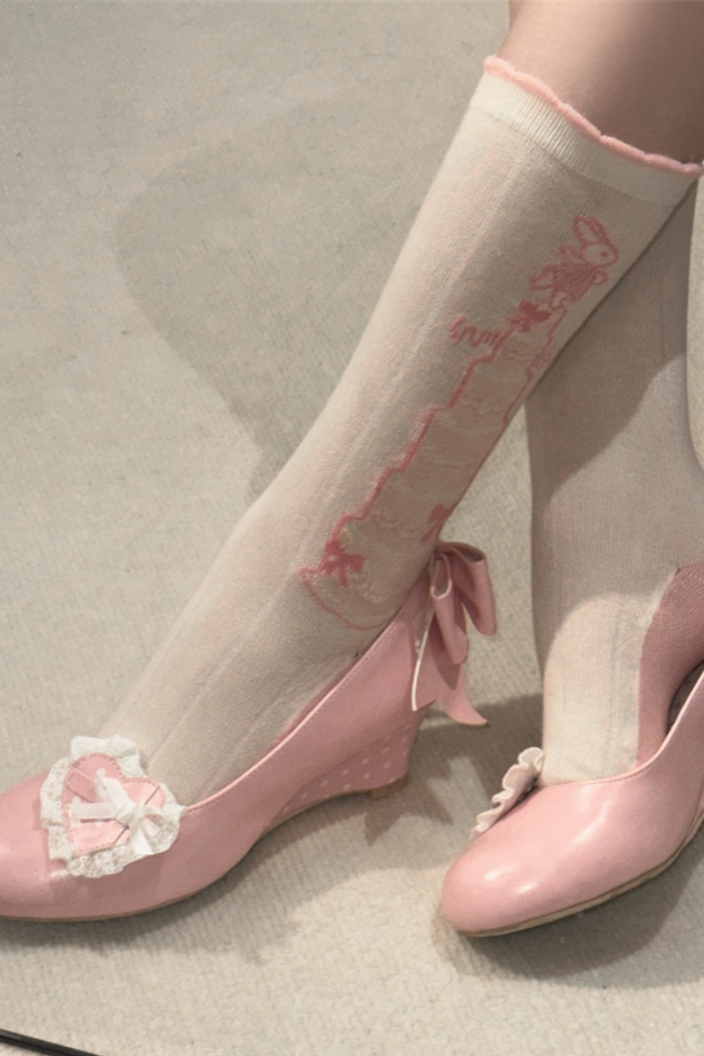 Retro Polka Dot Heart Lolita Sweet Shoes