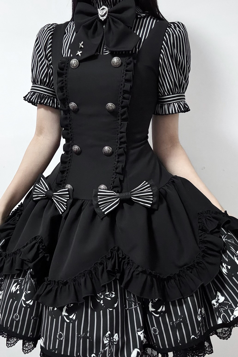 [pre-order Deadline: March 20] Rabbit Gothic Vampire Lolita Skirt + Striped Shirt + Hat
