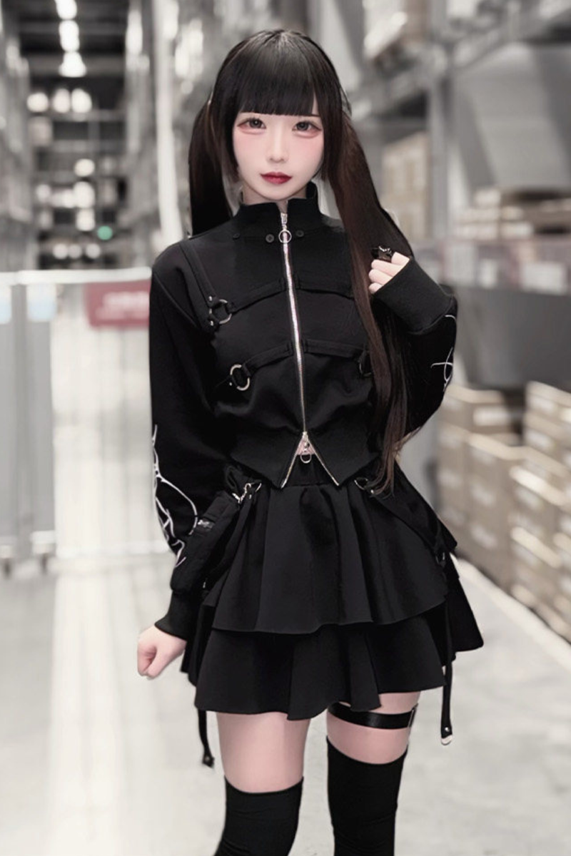 Gothic Print Jacket + Skirt
