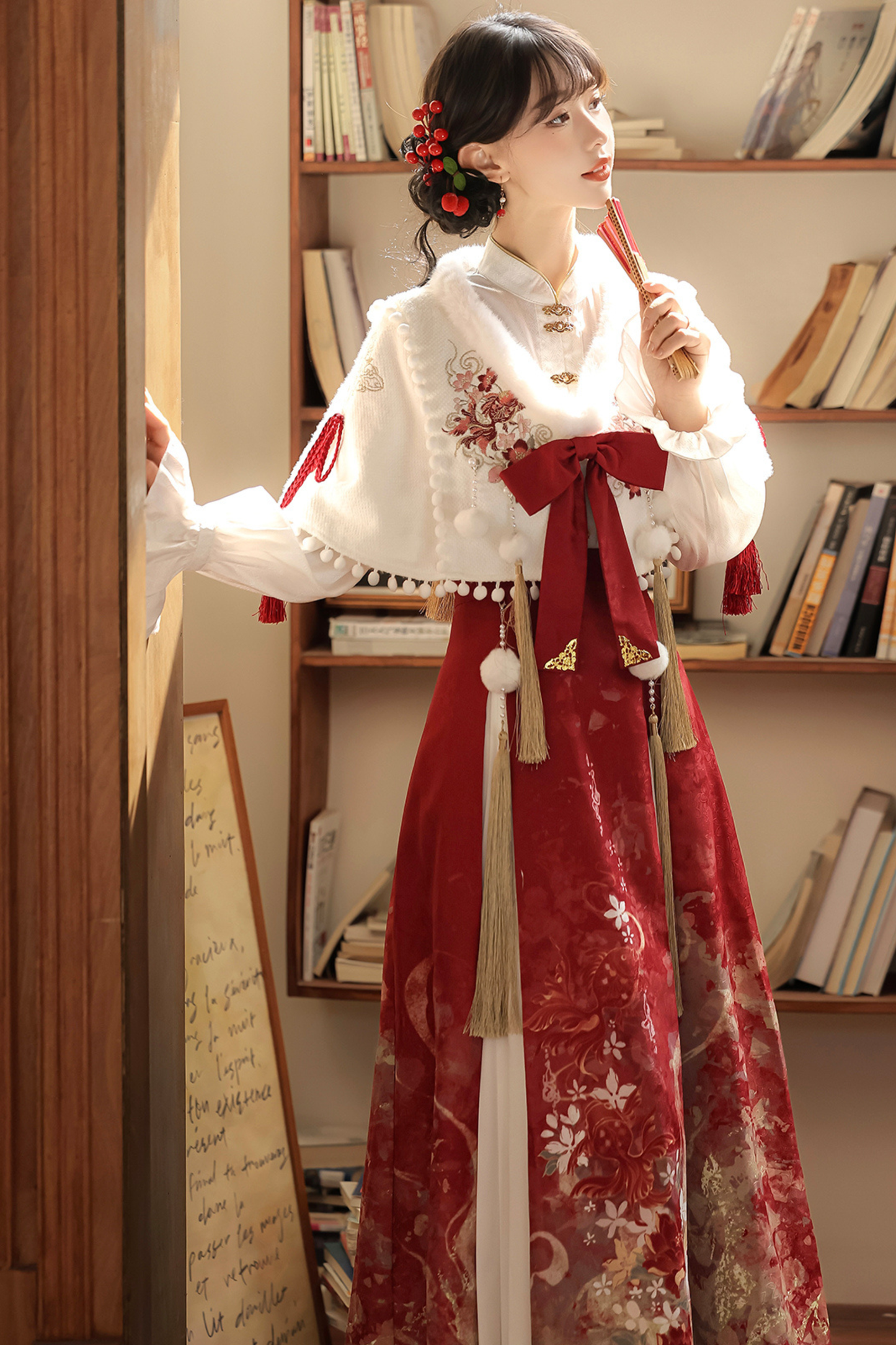 Retro Chinese-style Shawl + Tops + Skirt