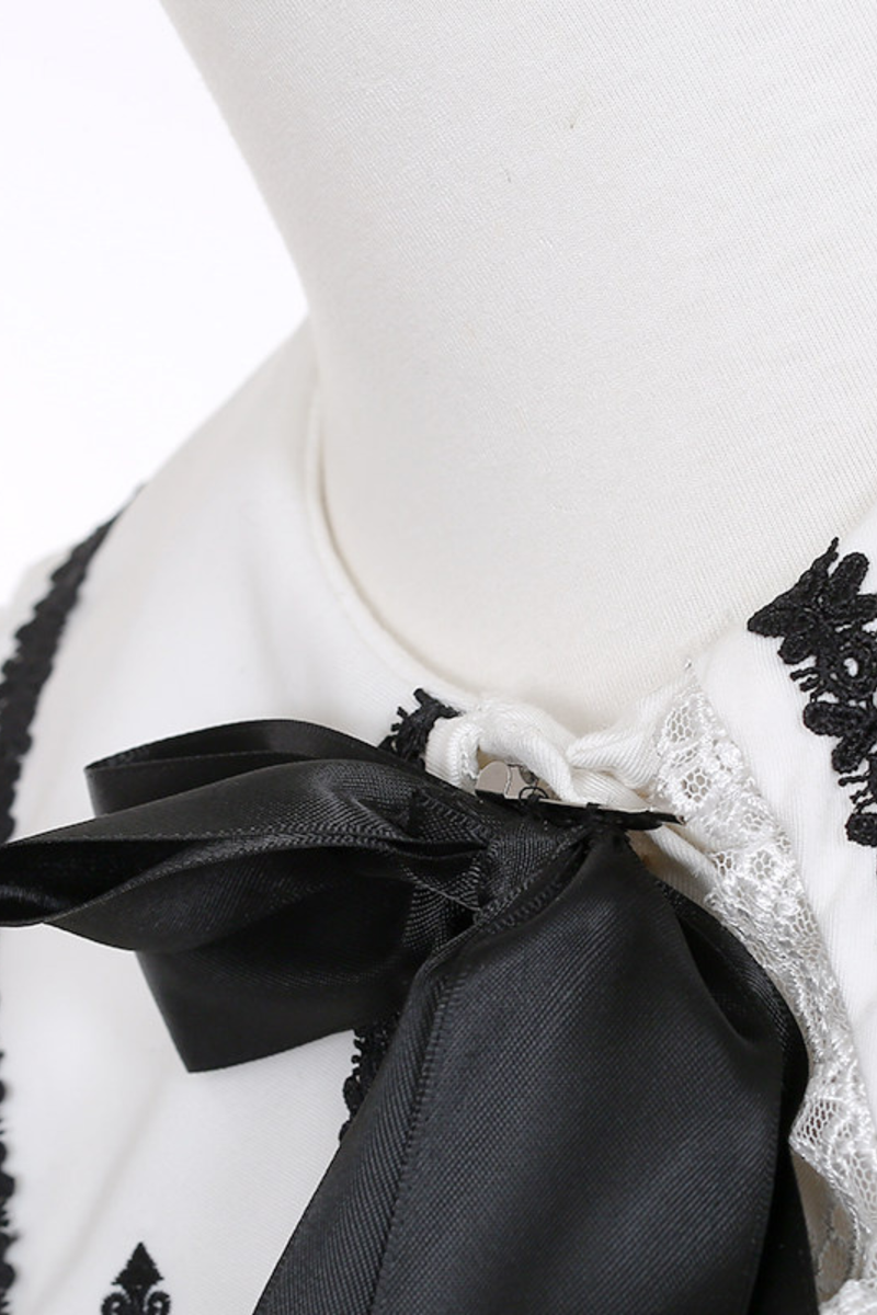 Holy Cross Flutter Sleeve Suspender Skirt + Shirt