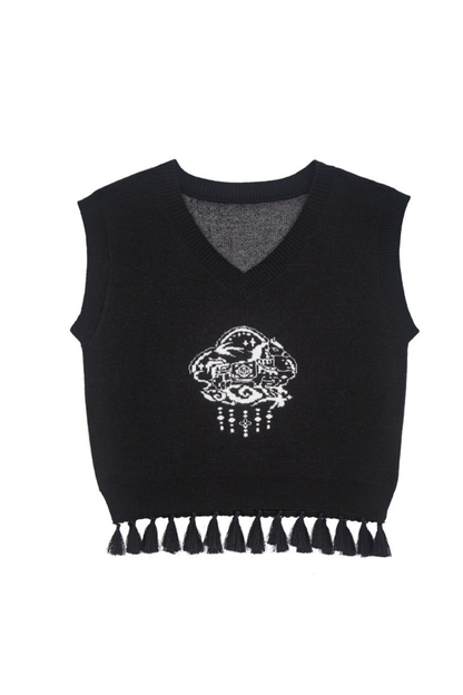 Ink Feather Jacquard Vest + Skirt