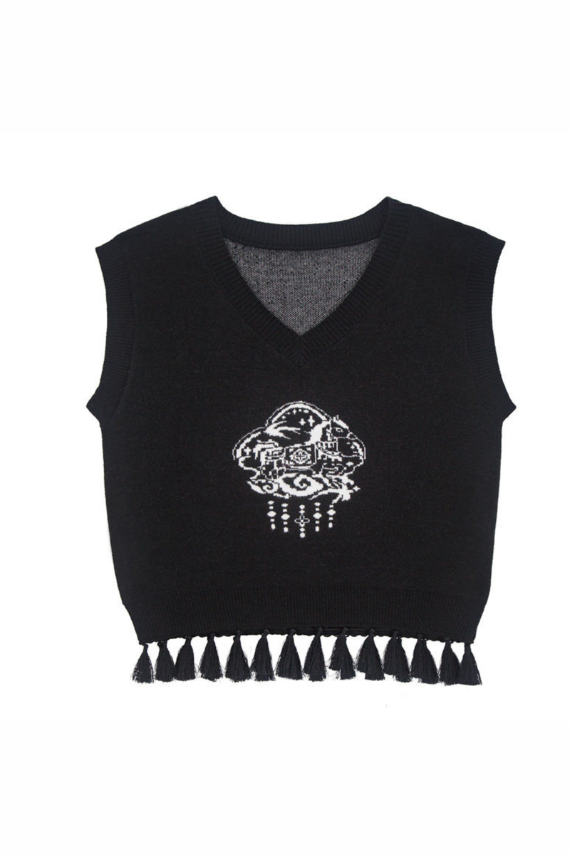 Ink Feather Jacquard Vest + Skirt