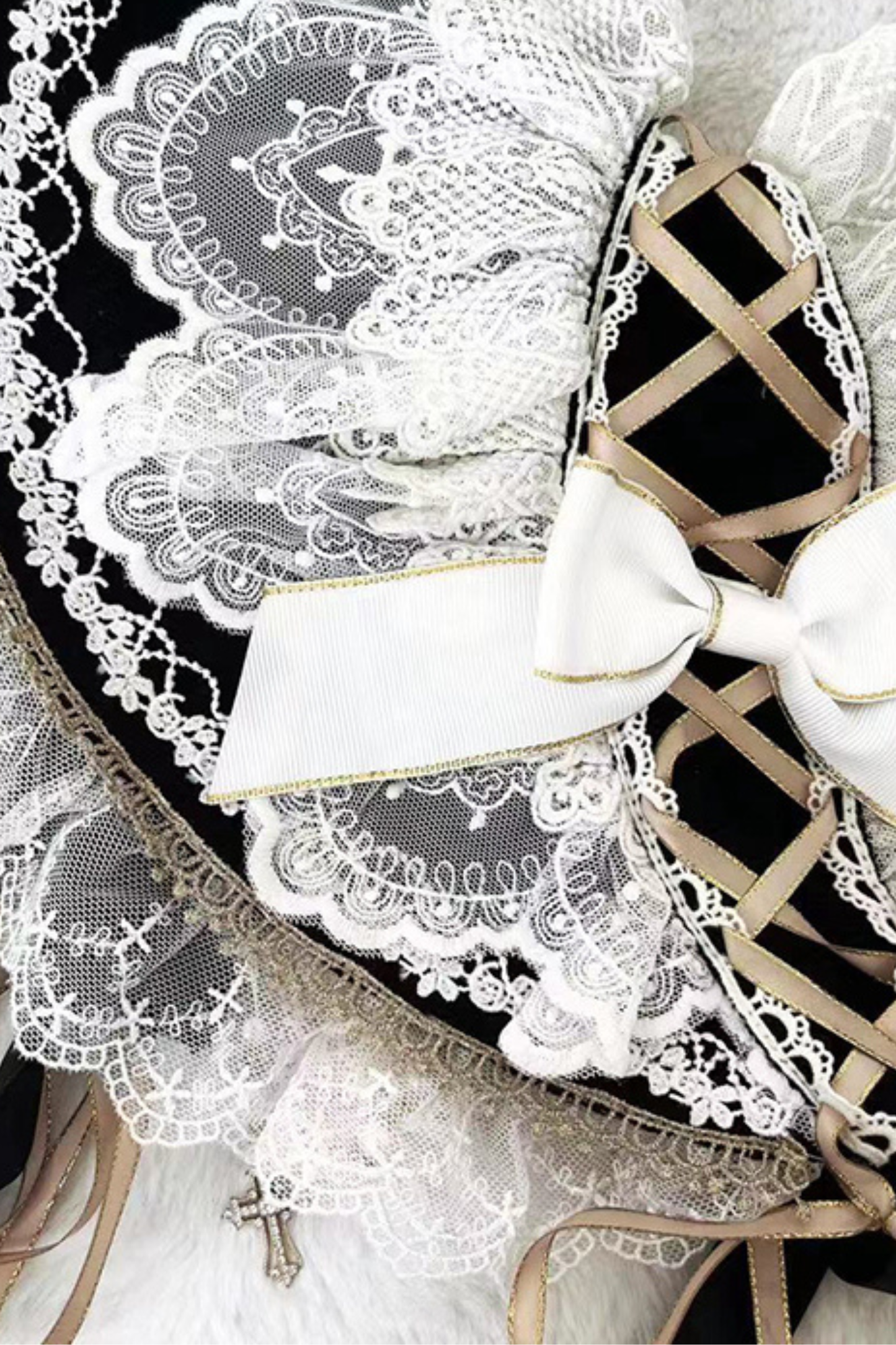 Gothic Doll Lace Jumper Skirt + Bonnet + Shawl