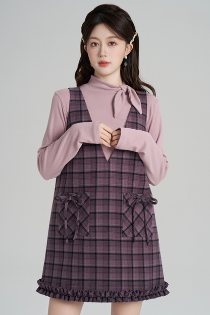 Purple Plaid Ruffle Dress + Top