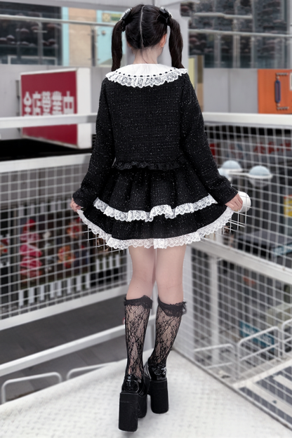 Dark Sweet Tweed Jacket + Shirt + Skirt + Clip