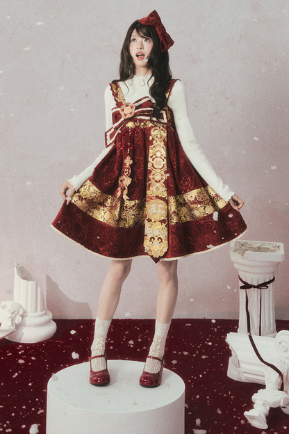 Velvet Dark Red Dress + Top + Jacket + Accessories