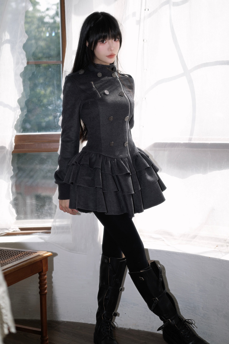 Gothic Ruffle Tiered Dress