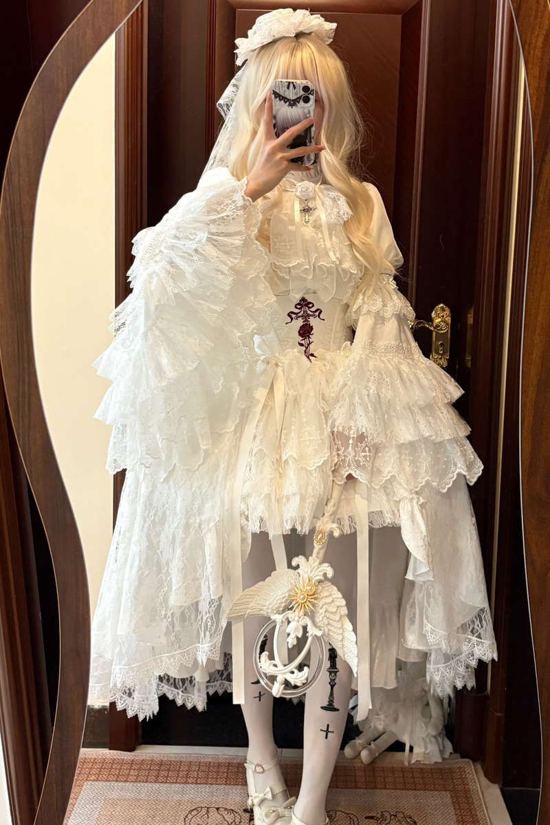 [pre-order Deadline: March 18] Dark Gothic Lolita Skirt + Shirt + Headband + Hat + Sleeve