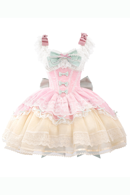 Sweet Mint Pink Lace Lolita Dress