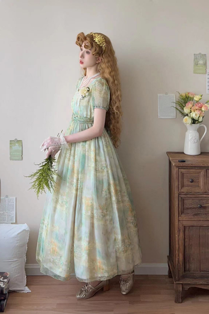 Marble Art High Waist Mark Lolita Dress