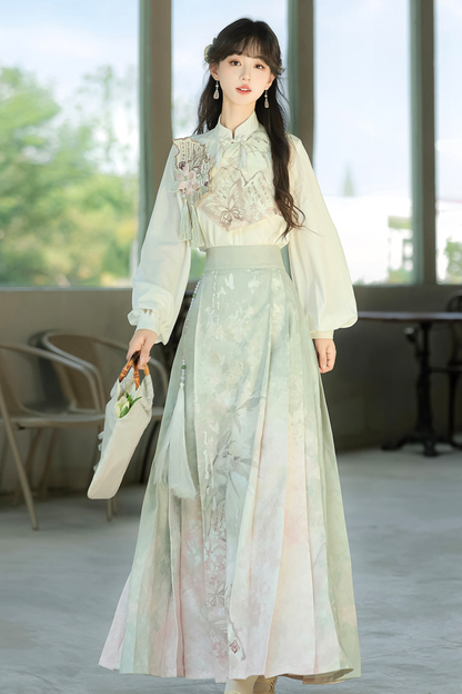 Retro China Top + Long Skirt