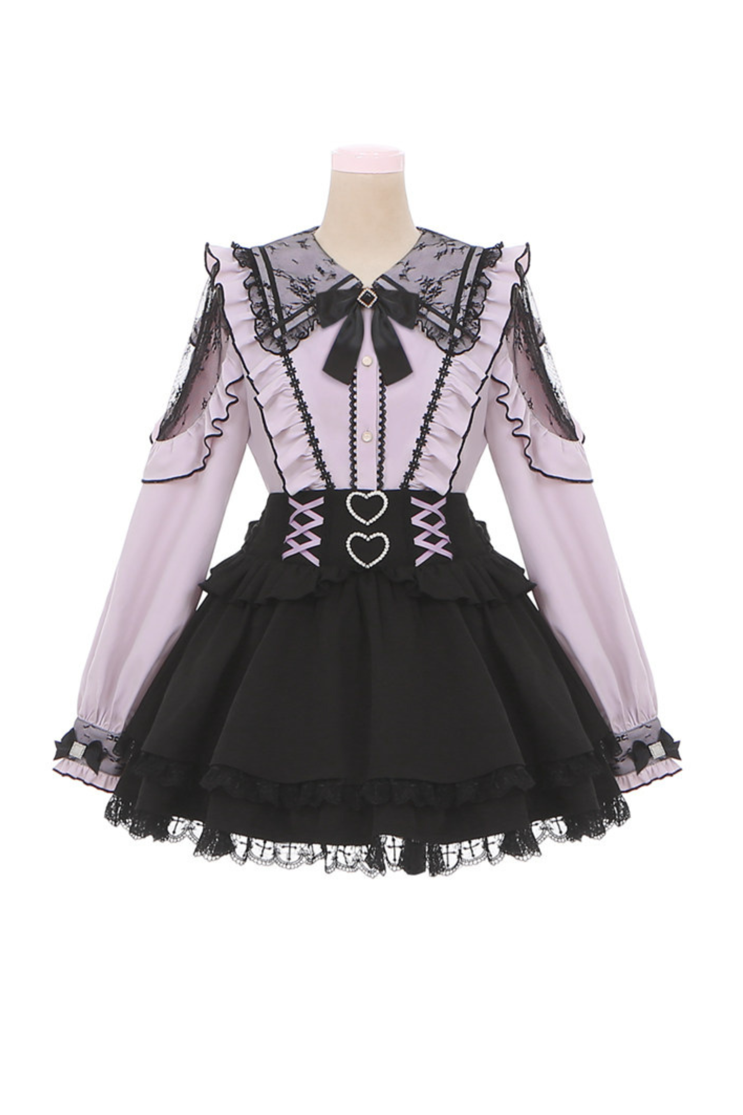 Lace Dark Shirt + Flare Skirt