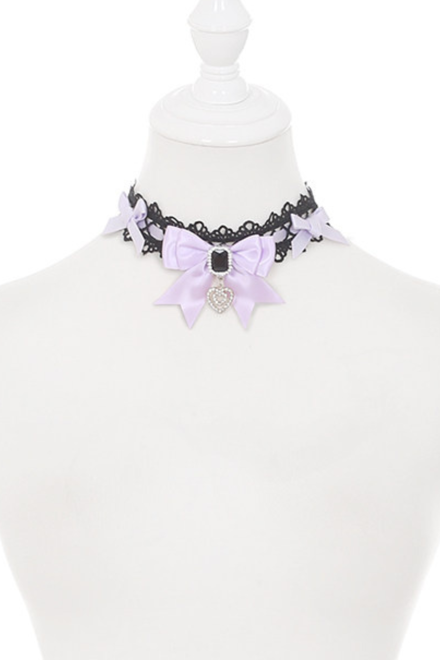 Purple Lace Sweetheart Dress + Ribbon Clip + Necklace