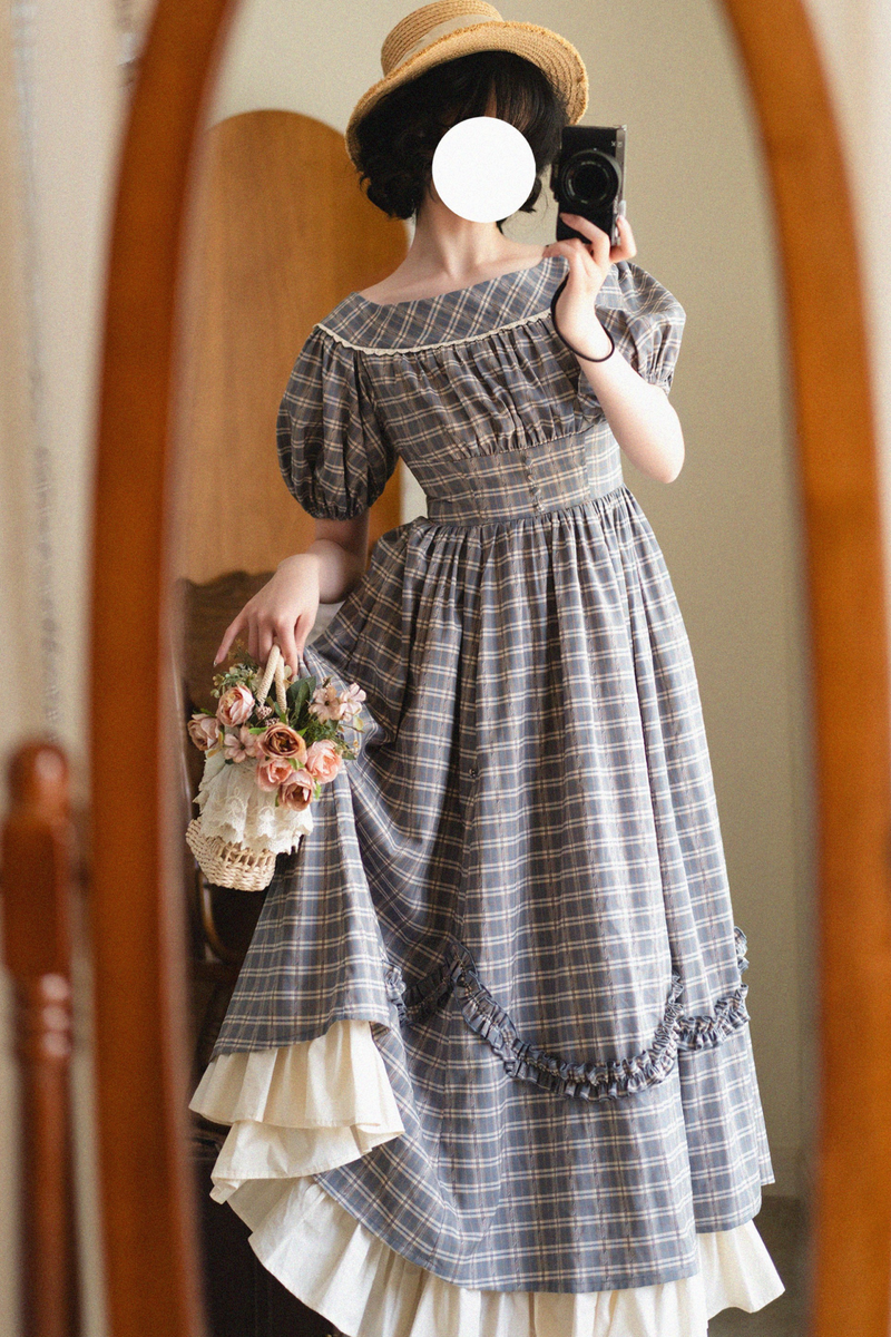Forest Ward Retro Plaid Lolita Dress + Petticoat
